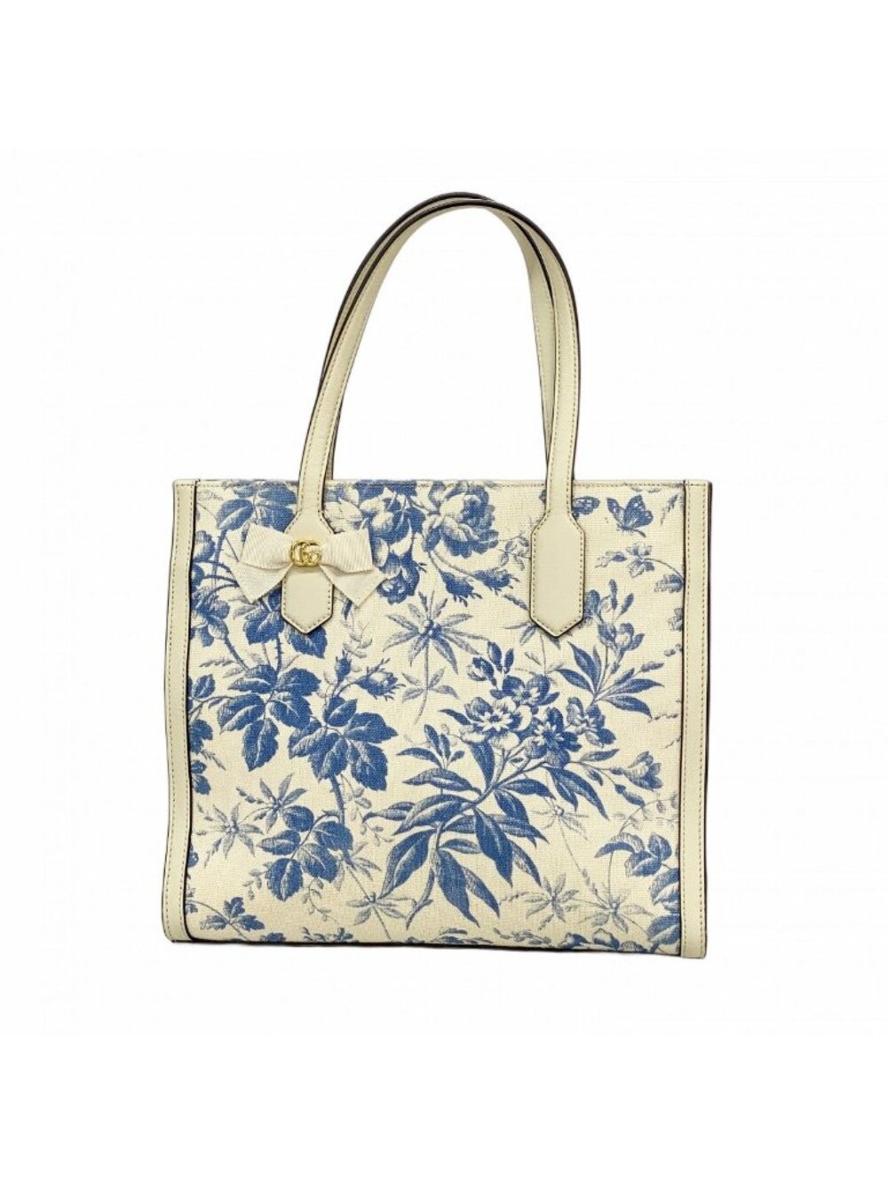 Gucci Tote Herbarium Canvas White Blue Gold
